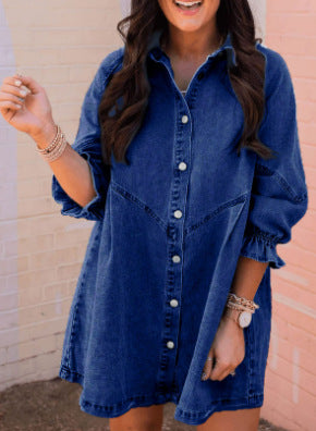 Anaïs™ | Robe Chemise à Manches Lanternes Tendance