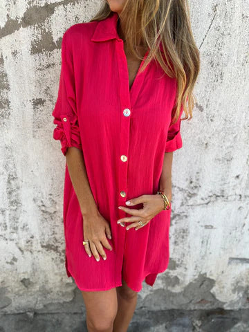 Camille™ | Robe Chemise Élégante à Manches Courtes