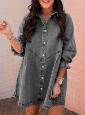 Anaïs™ | Robe Chemise à Manches Lanternes Tendance