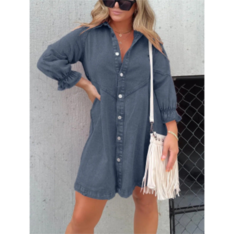 Anaïs™ | Robe Chemise à Manches Lanternes Tendance