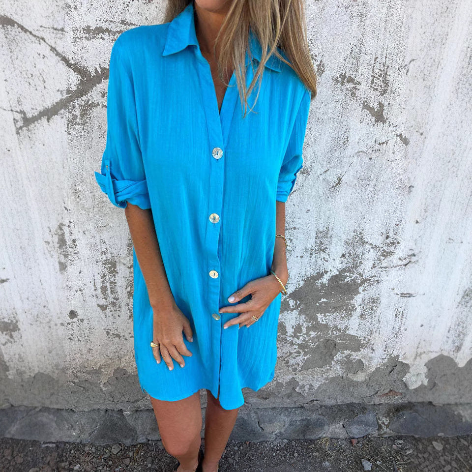 Camille™ | Robe Chemise Élégante à Manches Courtes