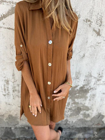 Camille™ | Robe Chemise Élégante à Manches Courtes