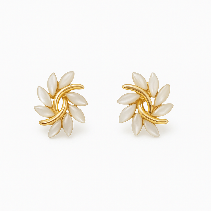Boucles d'Oreilles en Opale Blanche en Or