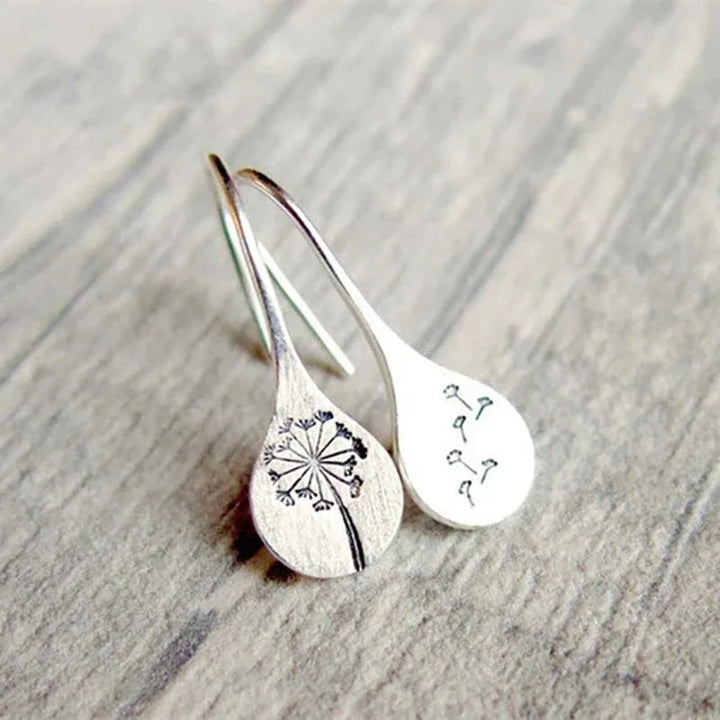Boucles d'Oreilles Feuille de Pissenlit en Argent 925