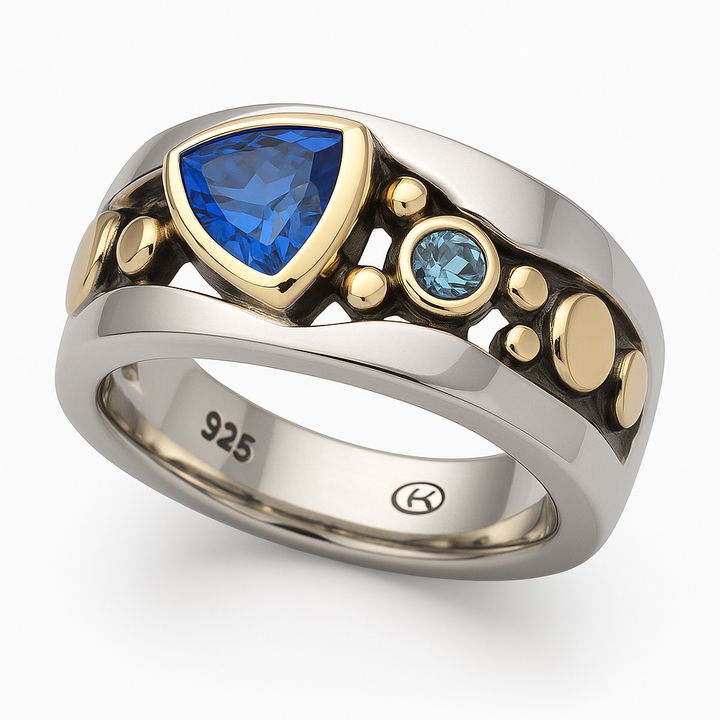 Bague vintage en cristal bleu