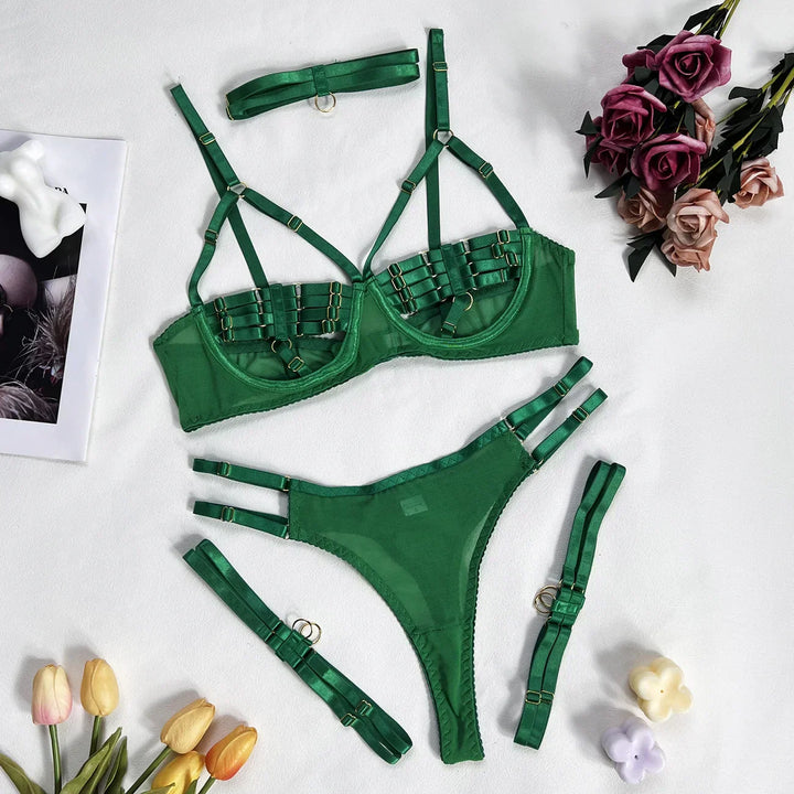 Delya™ | Ensemble de Lingerie Élégant 4 Pièces