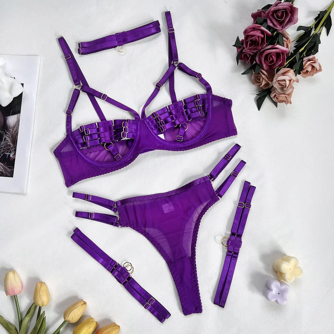 Delya™ | Ensemble de Lingerie Élégant 4 Pièces