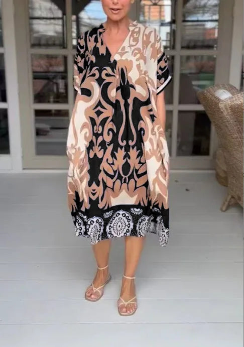 Aline™ | Robe Midi d'Été Amusante avec Décolleté en V Flatteur