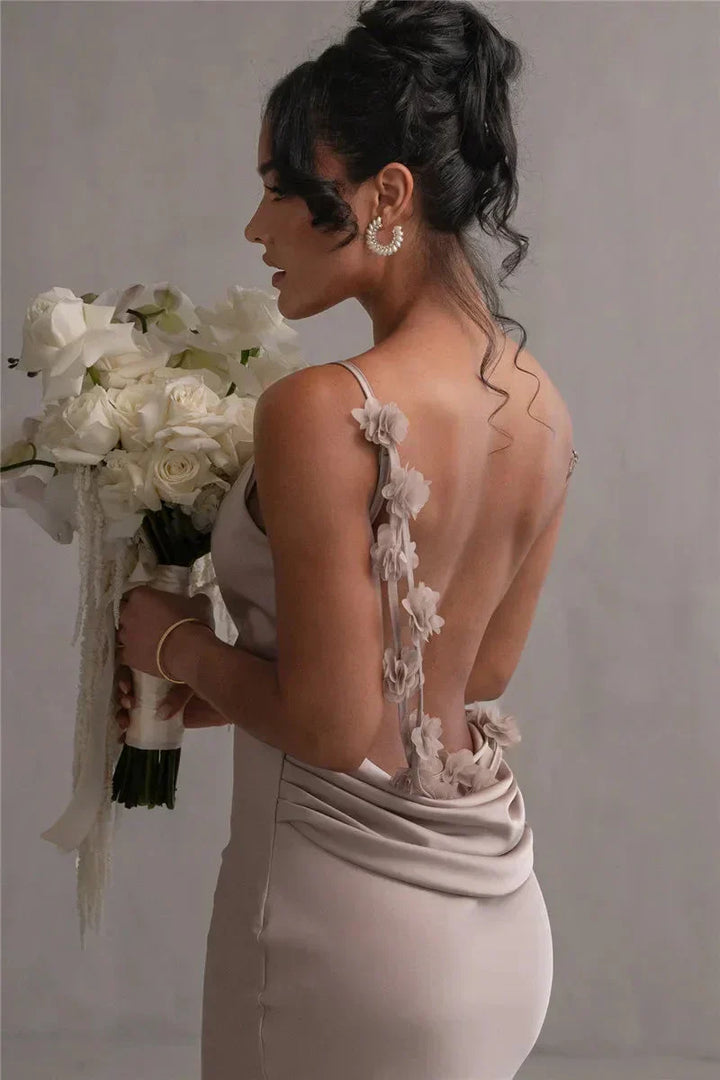 Cassiane - Robe en Satin à Fleurs