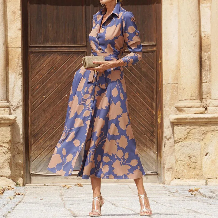 Rosella™ | Robe Chemise Florale Élégante avec Ceinture