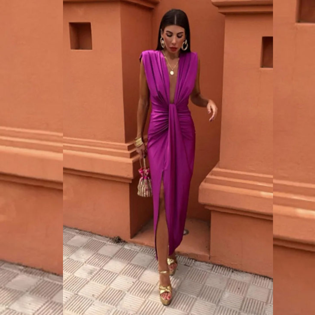 Isabelle - Robe de soirée à décolleté plongeant