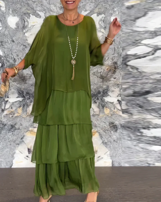 Solmora™ | Robe Maxi Élégante à Col Rond Ample