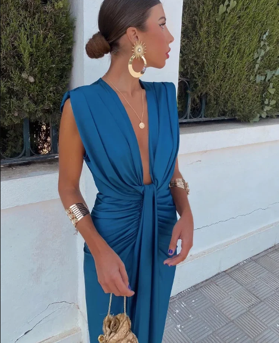 Isabelle - Robe de soirée à décolleté plongeant