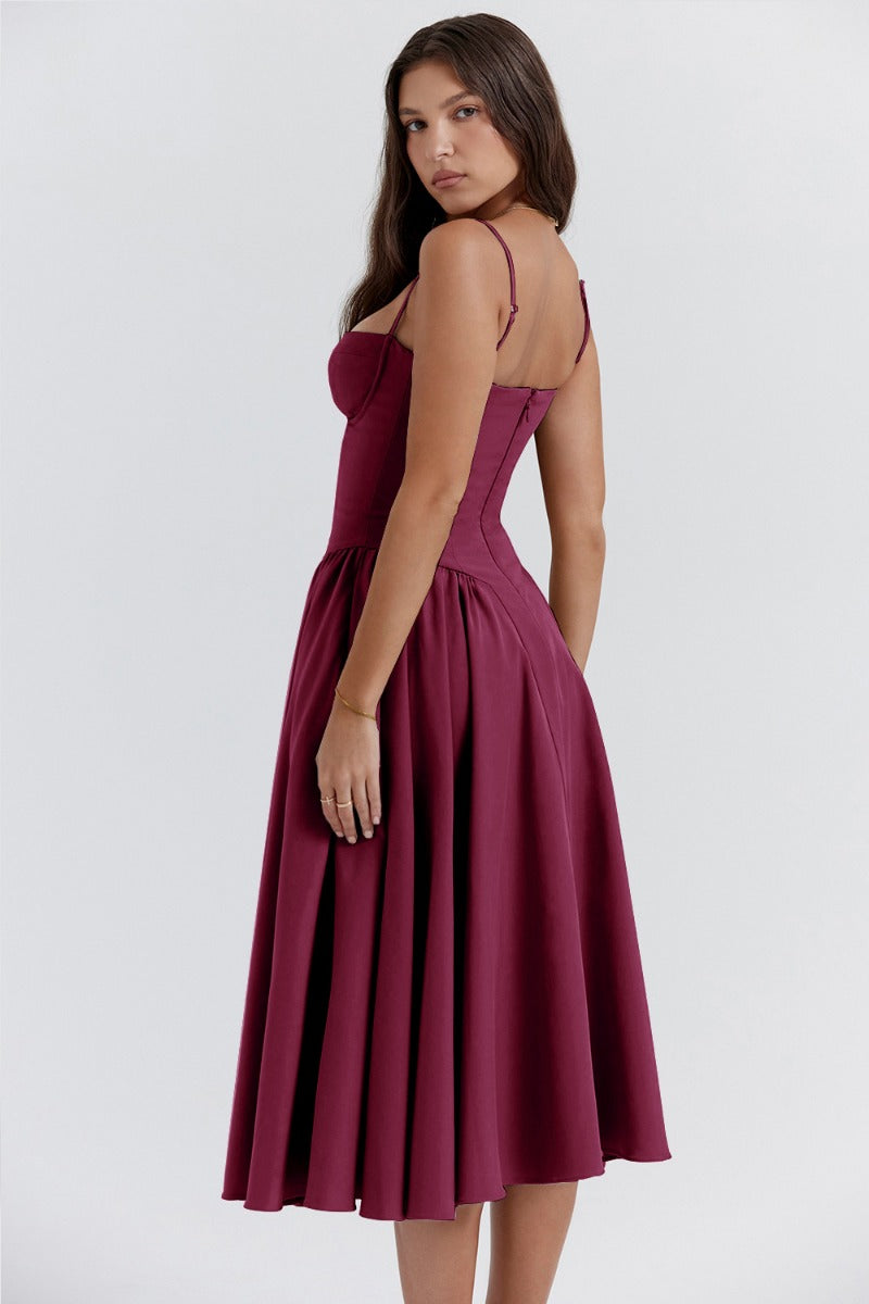 Riley™ | Robe midi sans manches avec corset