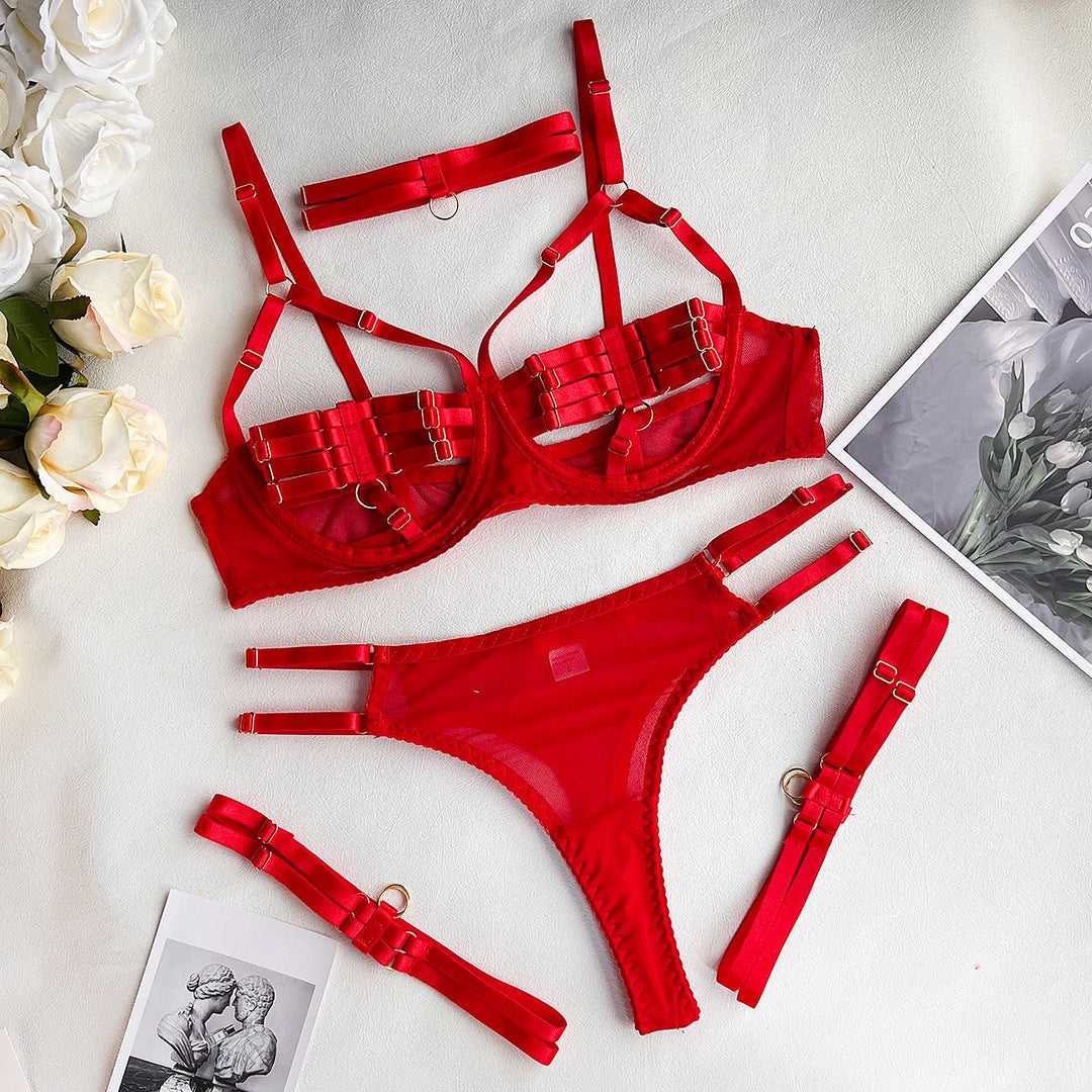 Delya™ | Ensemble de Lingerie Élégant 4 Pièces