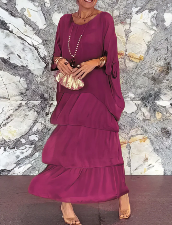 Solmora™ | Robe Maxi Élégante à Col Rond Ample