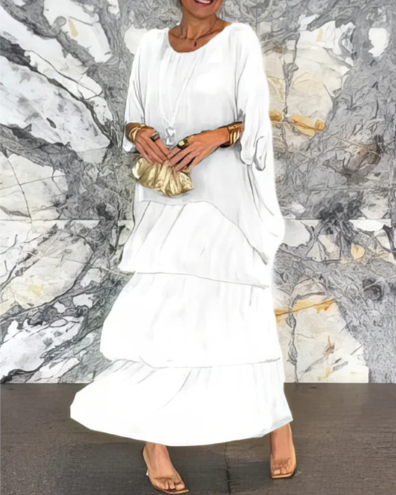 Solmora™ | Robe Maxi Élégante à Col Rond Ample