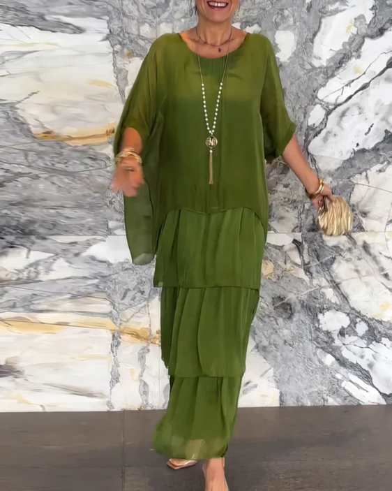 Solmora™ | Robe Maxi Élégante à Col Rond Ample