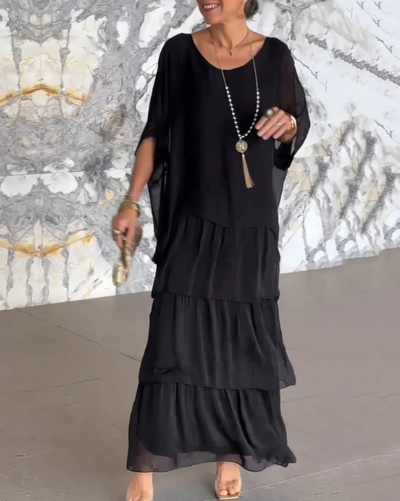 Solmora™ | Robe Maxi Élégante à Col Rond Ample