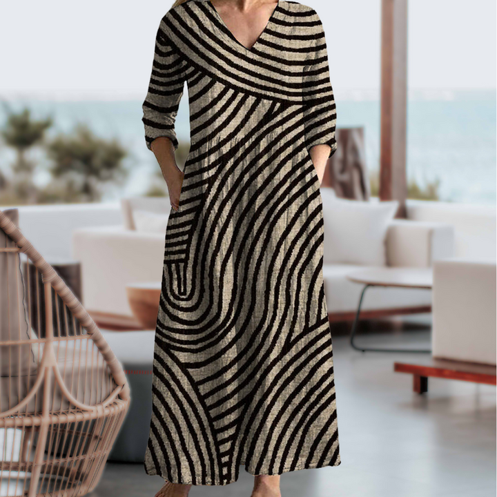 Evely™ | Robe Maxi Rayée Élégante à Col V
