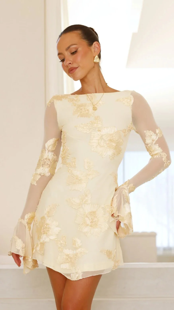 Helise™ | Robe Mini Élégante avec Accents Floraux