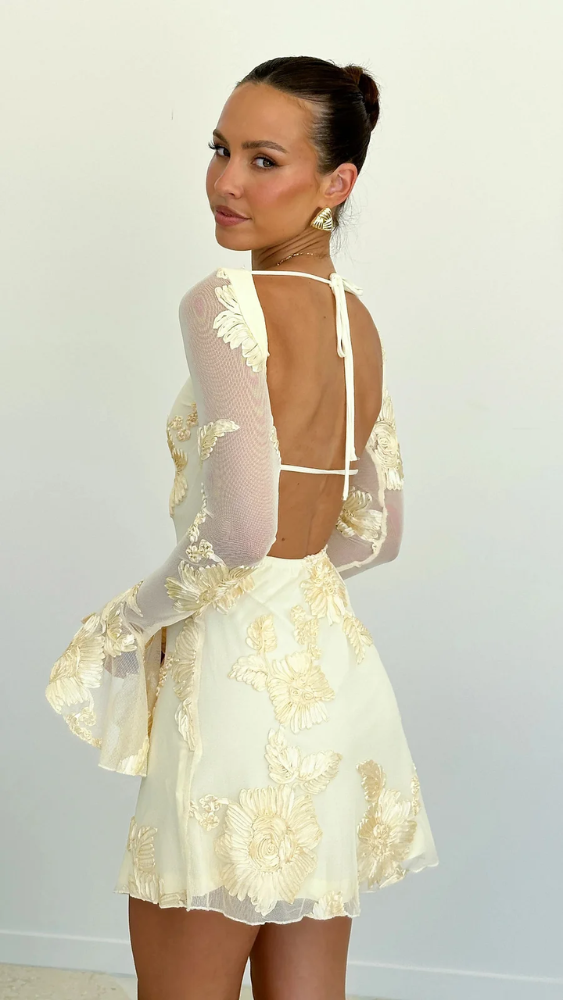 Helise™ | Robe Mini Élégante avec Accents Floraux
