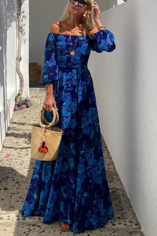 Tamsin™ | Robe Maxi Fleurie Off-Shoulder Élégante