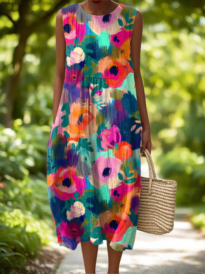 Brenna™ | Robe Midi Florale Vibrante
