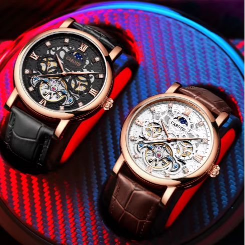 MONTRE AUTOMATIQUE MÉCANIQUE EN CUIR D'AFFAIRES™ - Olsen & Olsen