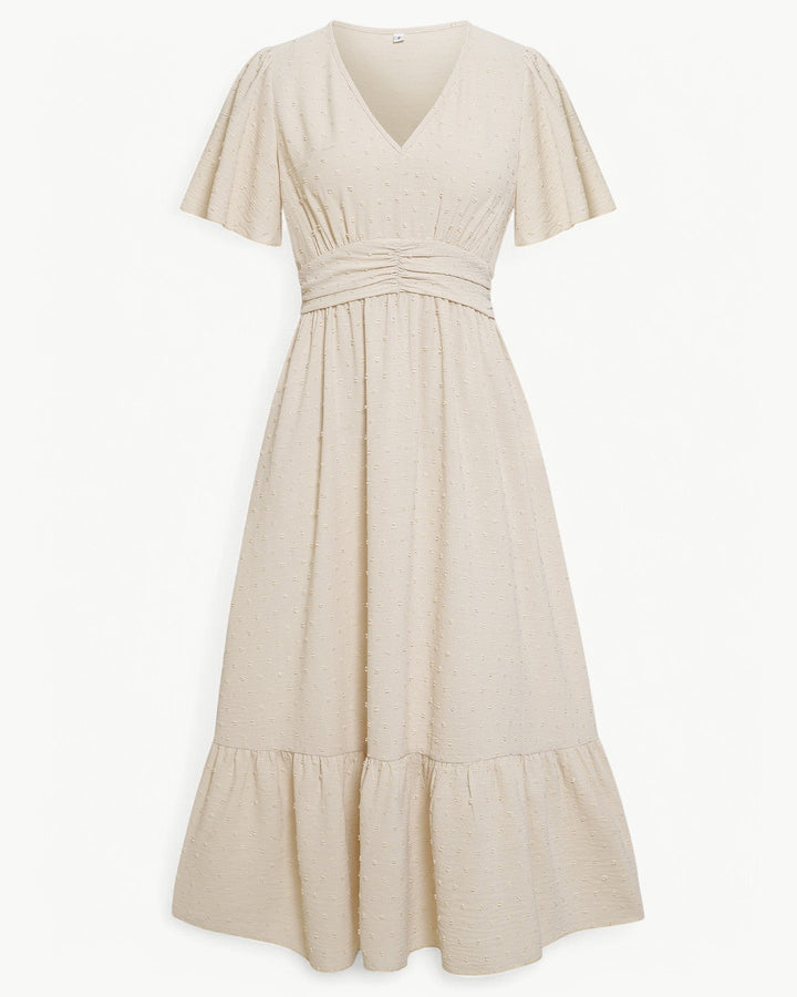 Rosie™ | Robe longue à encolure en V avec manches courtes