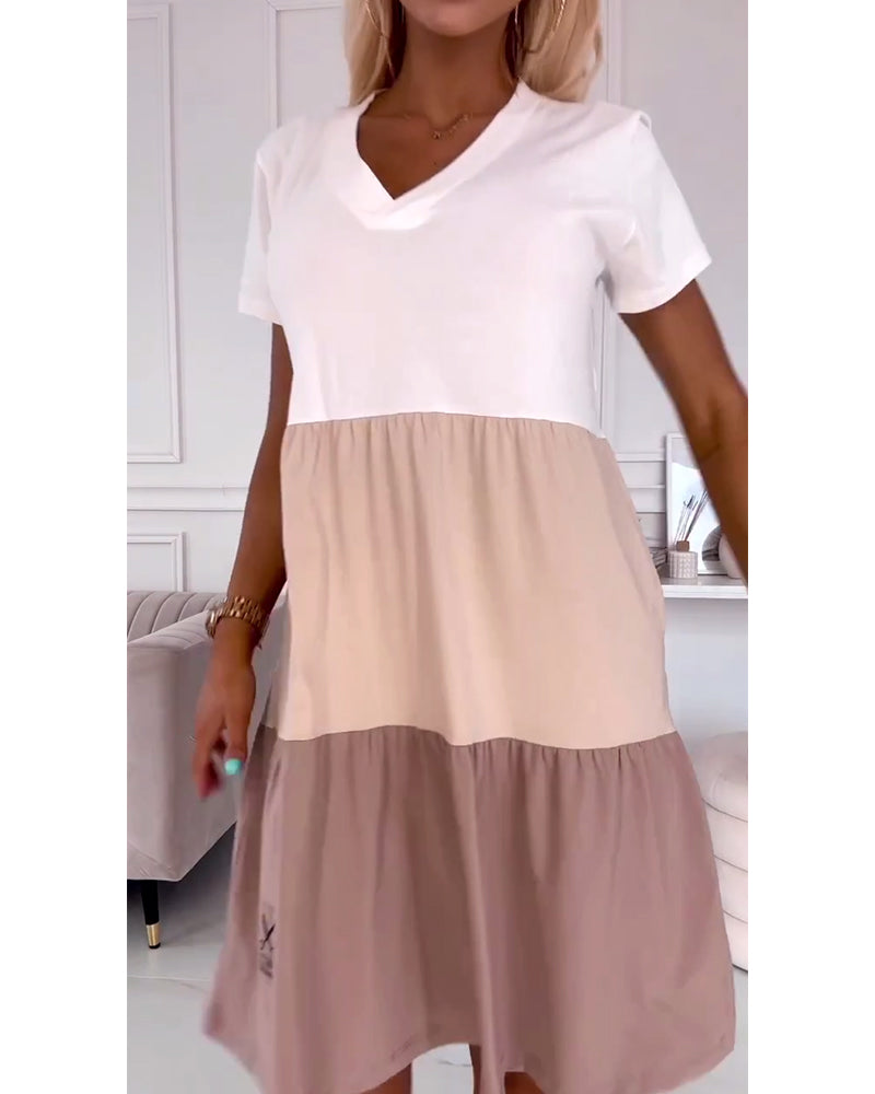Alva | Robe d'été à blocs de couleurs avec manches courtes