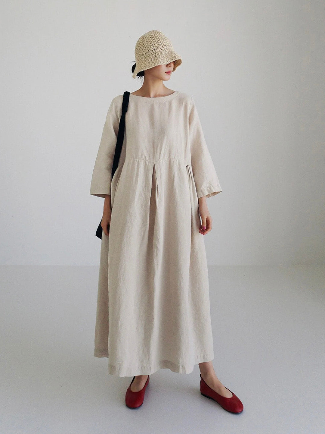 Liora | Robe ample en lin avec poches latérales