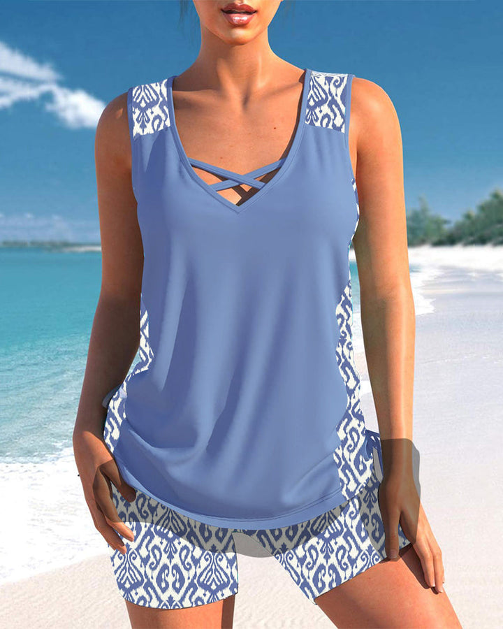 Alice™ | Tankini avec Design Géométrique et Décolleté en V