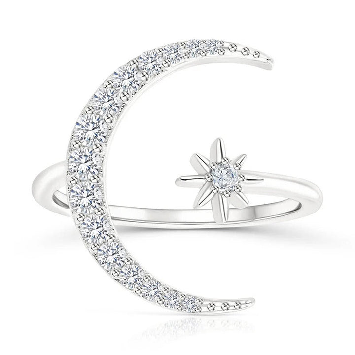 Bague en Argent Lune et Étoile