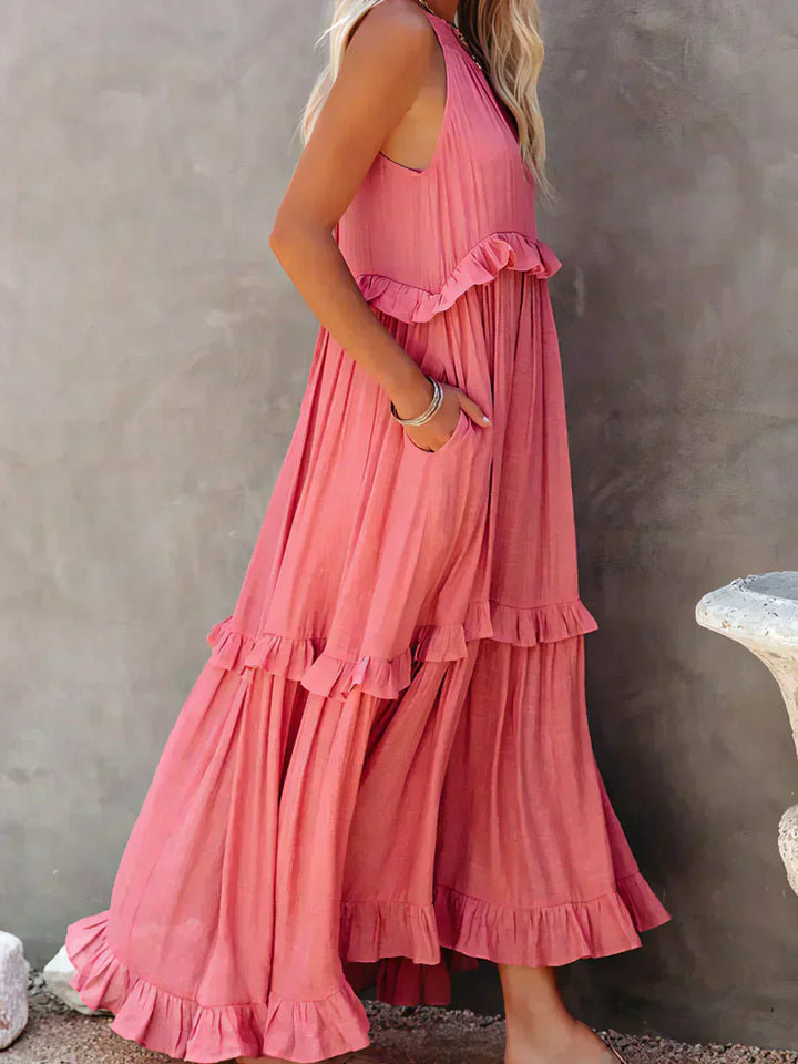 LANDRY | Robe sans manches avec volants chic