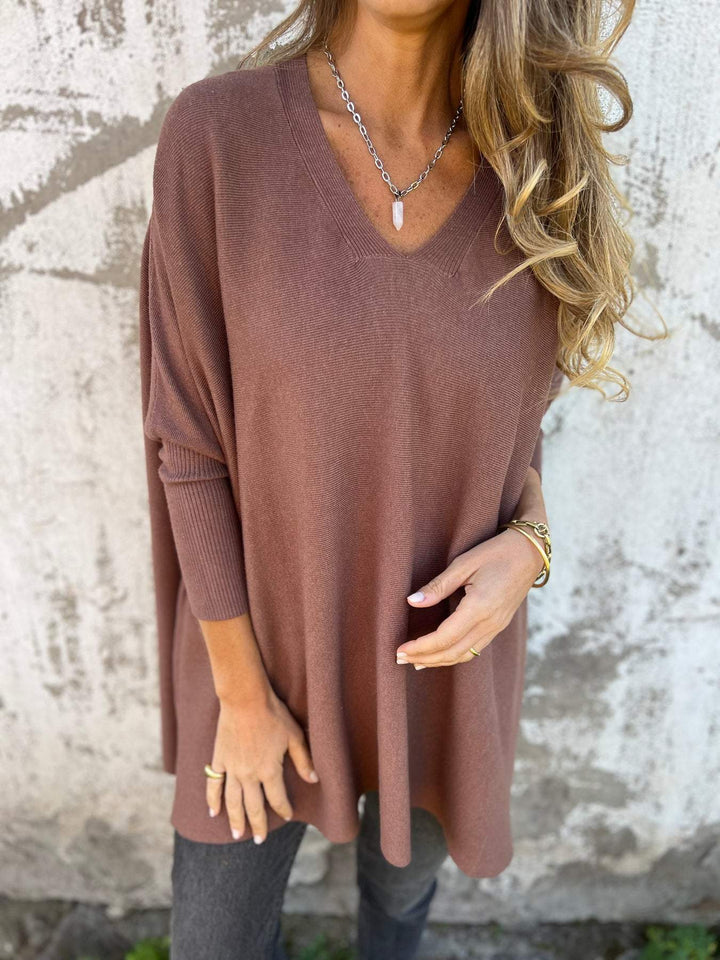 Micah™ | Pull en tricot confortable à décolleté en V et manches longues