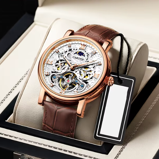 MONTRE AUTOMATIQUE MÉCANIQUE EN CUIR D'AFFAIRES™ - Olsen & Olsen