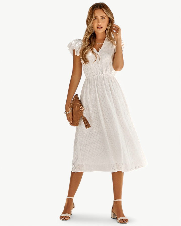 Zella™ | Robe midi élégante à col en V