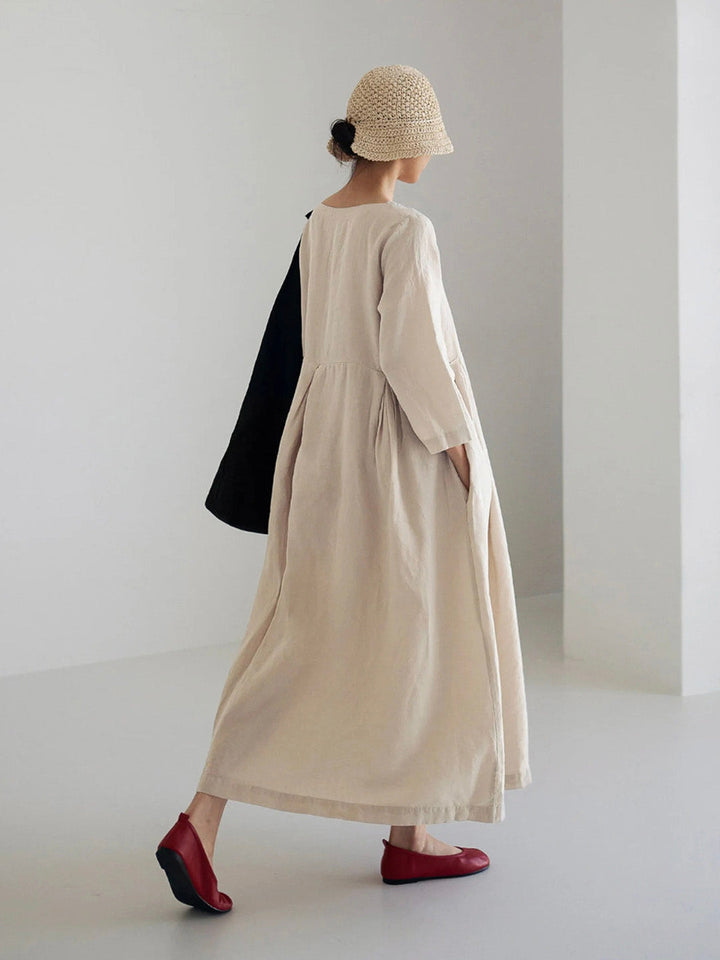 Liora | Robe ample en lin avec poches latérales