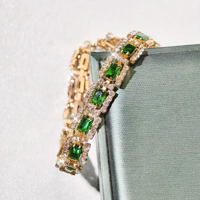 Bracelet Déclaration Vert Émeraude | Or