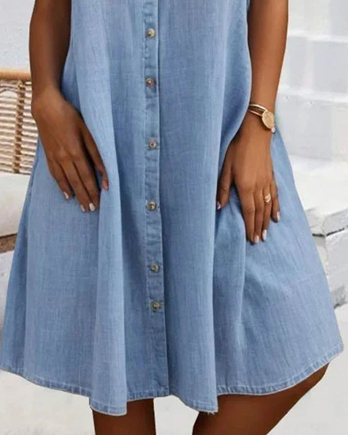 Emerie™ | Élégante Robe en Jean à Manches Courtes