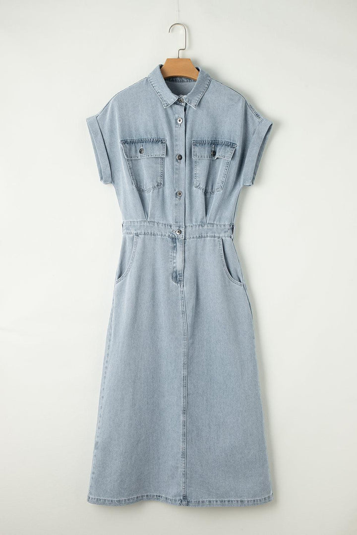Sofia® | Robe en Jean Élégante avec Manches Courtes en Chauve-Souris