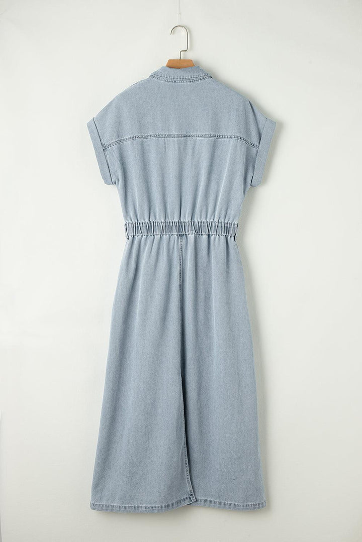 Sofia® | Robe en Jean Élégante avec Manches Courtes en Chauve-Souris