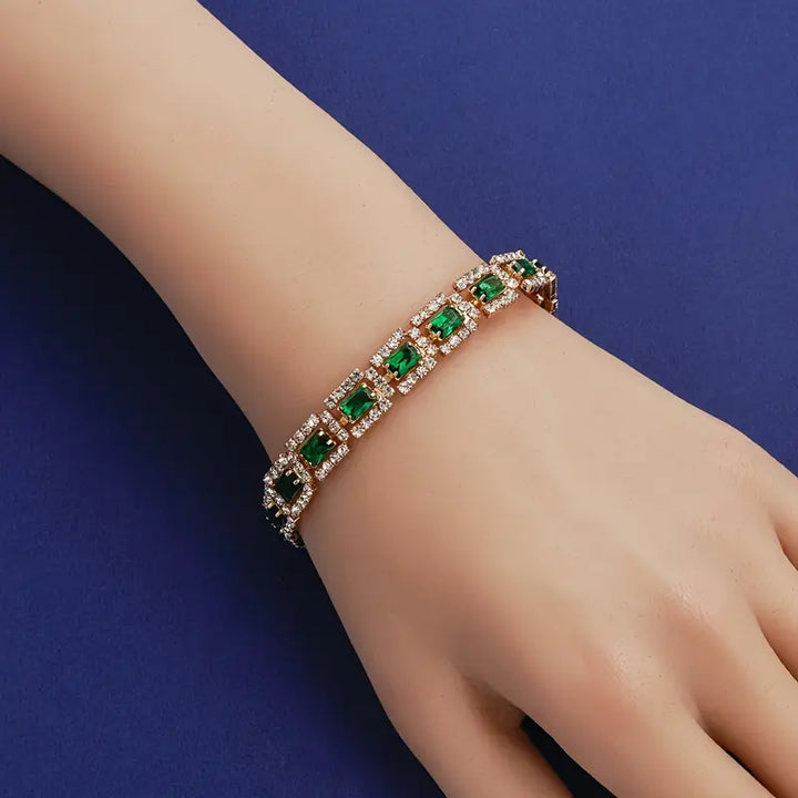 Bracelet Déclaration Vert Émeraude | Or