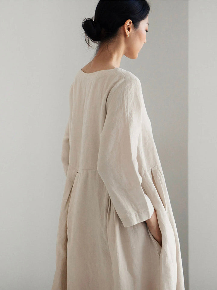 Liora | Robe ample en lin avec poches latérales