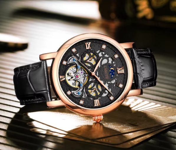 MONTRE AUTOMATIQUE MÉCANIQUE EN CUIR D'AFFAIRES™ - Olsen & Olsen
