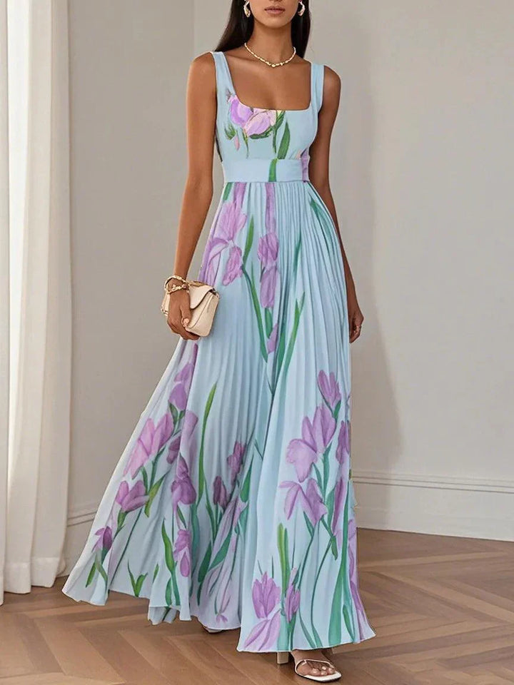 Lisia™ | Robe Longue Plissée Florale Élégante
