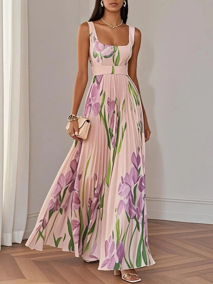 Lisia™ | Robe Longue Plissée Florale Élégante
