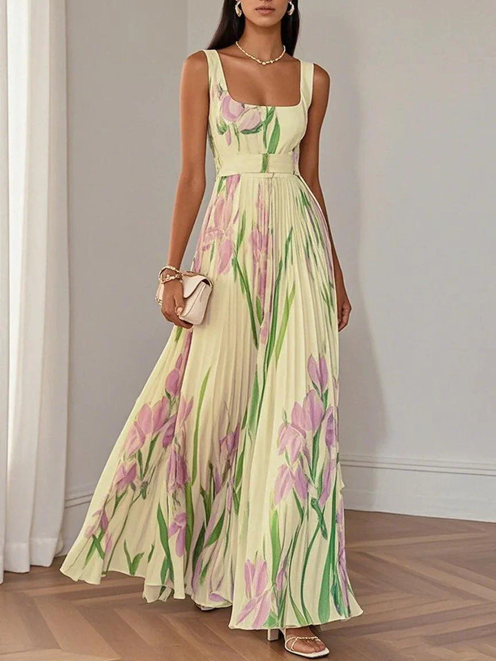 Lisia™ | Robe Longue Plissée Florale Élégante