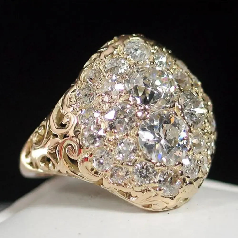Bague en Diamant Vintage Dorée Ronde